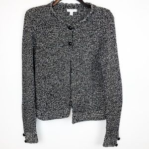 CHARTER CLUB 2 BUTTON CARDIGAN BLACK AMD WHITE SM